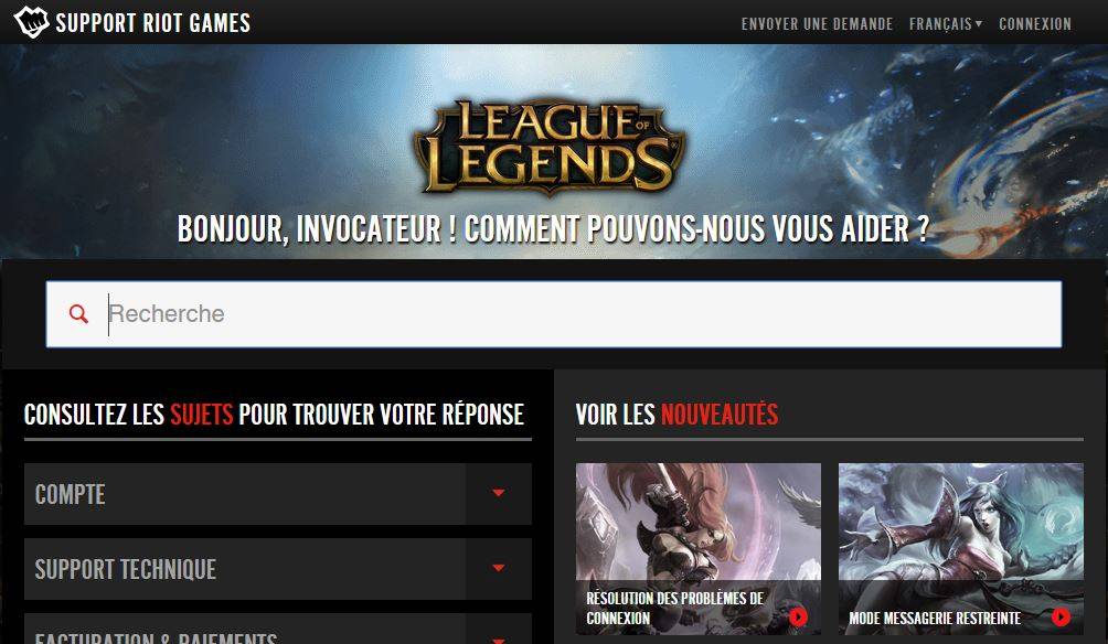 Le support de League of Legends met en place des vidéos d'aide
